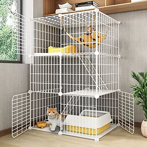 ANSNOW Diy-Katzenlaufstall Für Den Innenbereich, 3-Stöckiger Großer Katzenkäfig, Katzengehege, Lückenverschlüsselung, Katzennapf + Katzentoilette + Katzenstreuschaufel + Kletterleiter + Katzenstreu ANSNOW Diy-Katzenlaufstall Für Den Innenbereich, 3-Stöckiger Großer Katzenkäfig, Katzengehege, Lückenverschlüsselung, Katzennapf + Katzentoilette + Katzenstreuschaufel + Kletterleiter + Katzenstreu von ANSNOW