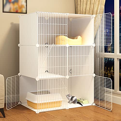ANSNOW Große Katzenkäfige Für Den Innenbereich, Diy-Katzenlaufstall, Katzenkäfigträger, Kätzchenkäfig, Mit Hängematte + Katzenstreu + Katzentoilette, Verschlüsseltes Netzwerk, Großer Übungsort, Idea von ANSNOW