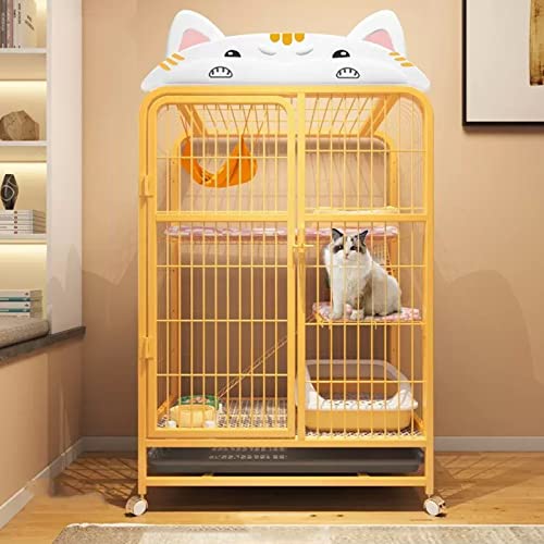 ANSNOW Großer Katzenkäfig, Katzengehege Mit Universalrädern, Metall-Haustierkiste, Kleintierhaus Für Drinnen Und Draußen, Mit Türen Und Tabletts, Katzenlaufstall, Zusammenklappbare Katzenvilla/Origi von ANSNOW