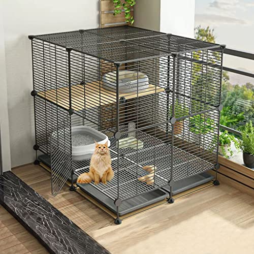 ANSNOW Großer Katzenkäfig, Katzenhäuser Für Hauskatzen, Katzenkäfig, Diy-Katzenlaufstall, Innenbereich, Abnehmbarer Metalldraht, Kätzchenzwinger, Kiste, Kleintierkäfig, Zusammengebaute Katzengehege, von ANSNOW