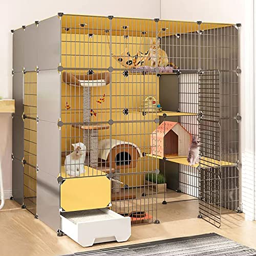 ANSNOW Großer Katzenkäfig Für Den Innenbereich, Katzenkäfig Mit Katzentoilette, Diy-Katzengehege Aus Metall, Mit Rutschfester Unterlage + Katzentoilette + Leiter + Hängematte + Katzennest + Katzenna ANSNOW Großer Katzenkäfig Für Den Innenbereich, Katzenkäfig Mit Katzentoilette, Diy-Katzengehege Aus Metall, Mit Rutschfester Unterlage + Katzentoilette + Leiter + Hängematte + Katzennest + Katzenna von ANSNOW
