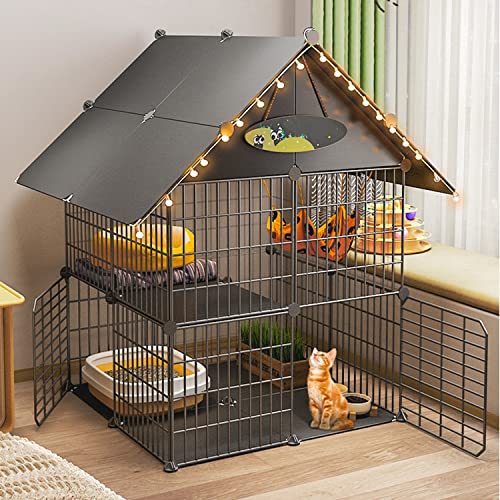 ANSNOW Großer Katzenkäfig-Laufstall, Katzenkäfige Für Katzen Im Innenbereich, Katzenkäfig Mit Türen, Gehegen Und Stufen, Verschlüsseltes Netzwerk, Katzenhütte Aus Metall, Großer Übungsplatz, Ideal F von ANSNOW
