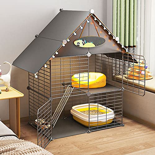 ANSNOW Großer Katzenkäfig-Laufstall, Katzenkäfige Für Katzen Im Innenbereich, Katzenkäfig Mit Türen, Gehegen Und Stufen, Verschlüsseltes Netzwerk, Katzenhütte Aus Metall, Großer Übungsplatz, Ideal F von ANSNOW