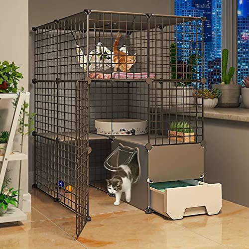 ANSNOW Großer Katzenkäfig Mit Katzentoilette, Diy-Katzenkäfig-Laufstall Für Den Innenbereich, Katzenschrank, Katzenvilla, Katzengehege, Mit Katzennapf + Katzennest + Hängematte + Katzenspielzeug, Le ANSNOW Großer Katzenkäfig Mit Katzentoilette, Diy-Katzenkäfig-Laufstall Für Den Innenbereich, Katzenschrank, Katzenvilla, Katzengehege, Mit Katzennapf + Katzennest + Hängematte + Katzenspielzeug, Le von ANSNOW