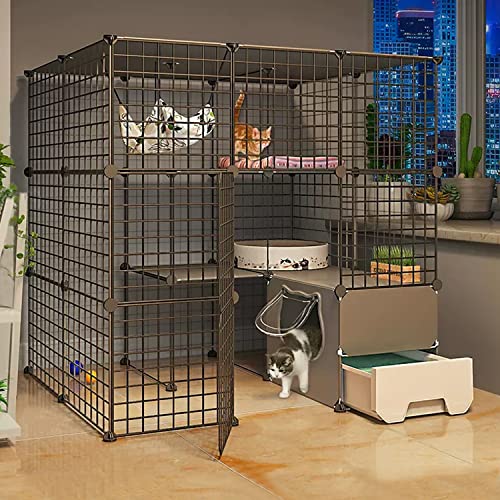 ANSNOW Großer Katzenkäfig Mit Katzentoilette, Diy-Katzenkäfig-Laufstall Für Den Innenbereich, Katzenschrank, Katzenvilla, Katzengehege, Mit Katzennapf + Katzennest + Hängematte + Katzenspielzeug, Le ANSNOW Großer Katzenkäfig Mit Katzentoilette, Diy-Katzenkäfig-Laufstall Für Den Innenbereich, Katzenschrank, Katzenvilla, Katzengehege, Mit Katzennapf + Katzennest + Hängematte + Katzenspielzeug, Le von ANSNOW