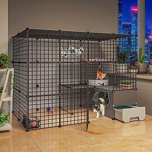 ANSNOW Großer Katzenkäfig Mit Katzentoilette, Diy-Katzenkäfig-Laufstall Für Den Innenbereich, Katzenschrank, Katzenvilla, Katzengehege, Mit Katzennapf + Katzennest + Hängematte + Katzenspielzeug, Le ANSNOW Großer Katzenkäfig Mit Katzentoilette, Diy-Katzenkäfig-Laufstall Für Den Innenbereich, Katzenschrank, Katzenvilla, Katzengehege, Mit Katzennapf + Katzennest + Hängematte + Katzenspielzeug, Le von ANSNOW