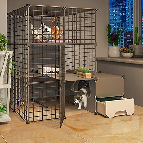 ANSNOW Großer Katzenkäfig Mit Katzentoilette, Diy-Katzenkäfig-Laufstall Für Den Innenbereich, Katzenschrank, Katzenvilla, Katzengehege, Mit Katzennapf + Katzennest + Hängematte + Katzenspielzeug, Le ANSNOW Großer Katzenkäfig Mit Katzentoilette, Diy-Katzenkäfig-Laufstall Für Den Innenbereich, Katzenschrank, Katzenvilla, Katzengehege, Mit Katzennapf + Katzennest + Hängematte + Katzenspielzeug, Le von ANSNOW