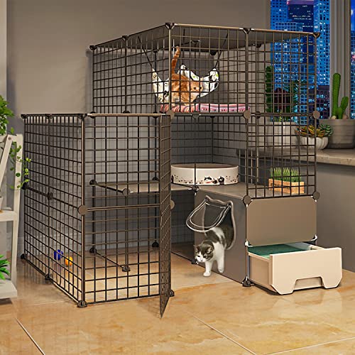 ANSNOW Großer Katzenkäfig Mit Katzentoilette, Diy-Katzenkäfig-Laufstall Für Den Innenbereich, Katzenschrank, Katzenvilla, Katzengehege, Mit Katzennapf + Katzennest + Hängematte + Katzenspielzeug, Le ANSNOW Großer Katzenkäfig Mit Katzentoilette, Diy-Katzenkäfig-Laufstall Für Den Innenbereich, Katzenschrank, Katzenvilla, Katzengehege, Mit Katzennapf + Katzennest + Hängematte + Katzenspielzeug, Le von ANSNOW