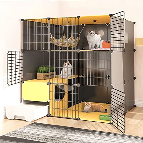 ANSNOW Haustier-Laufstall – 3-Stöckiger Katzenkäfig, Großes DIY-Katzengehege Mit Katzentoilette, Katzenkäfig-Laufstall Für Den Innenbereich, Kleintierzaun, Katzengehege, Großer Übungsplatz, Ideal, F von ANSNOW