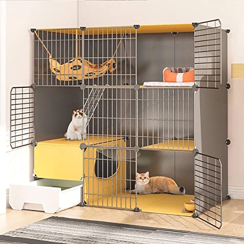 ANSNOW Haustier-Laufstall – 3-Stöckiger Katzenkäfig, Großes DIY-Katzengehege Mit Katzentoilette, Katzenkäfig-Laufstall Für Den Innenbereich, Kleintierzaun, Katzengehege, Großer Übungsplatz, Ideal, F von ANSNOW