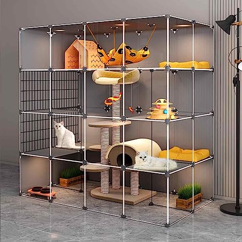 ANSNOW Haustier-Laufstall Für Katzen, Katzen-Laufstall Für Hauskatzen, Geschlossenes Katzenhaus, Transparentes Design, Doppellagige, Gewichtete Plattform, Einfacher Aufbau Der Katzentoilette (Suite) ANSNOW Haustier-Laufstall Für Katzen, Katzen-Laufstall Für Hauskatzen, Geschlossenes Katzenhaus, Transparentes Design, Doppellagige, Gewichtete Plattform, Einfacher Aufbau Der Katzentoilette (Suite) von ANSNOW