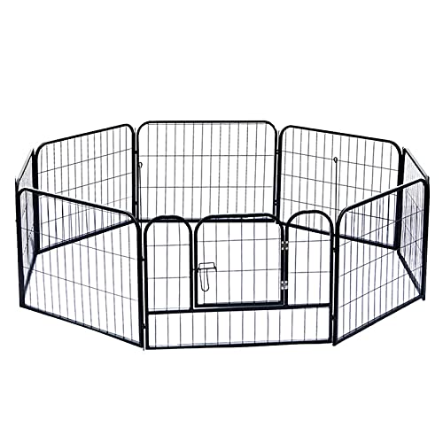ANSNOW Hundelaufstall – Welpengehege Für Den Innenbereich, Zusammenklappbarer Auslaufkäfig, Metallzaun Für Hunde Und Katzen Im Innen- Und Außenbereich, 8 Paneele, Schwarz (60 cm X 80 Cm)/Grau/100*80 von ANSNOW