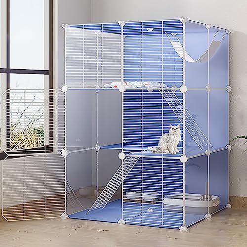 ANSNOW Kätzchen-Laufstall Für Hauskatzen, Abnehmbarer Katzenlaufstall, Kleintierhaus, Katzenkäfige Für Den Innenbereich, Groß, Für 1–2 Katzen, Großer Übungsplatz/Blau/29,5" L * 29,5" B * 43,7" H ANSNOW Kätzchen-Laufstall Für Hauskatzen, Abnehmbarer Katzenlaufstall, Kleintierhaus, Katzenkäfige Für Den Innenbereich, Groß, Für 1–2 Katzen, Großer Übungsplatz/Blau/29,5" L * 29,5" B * 43,7" H von ANSNOW