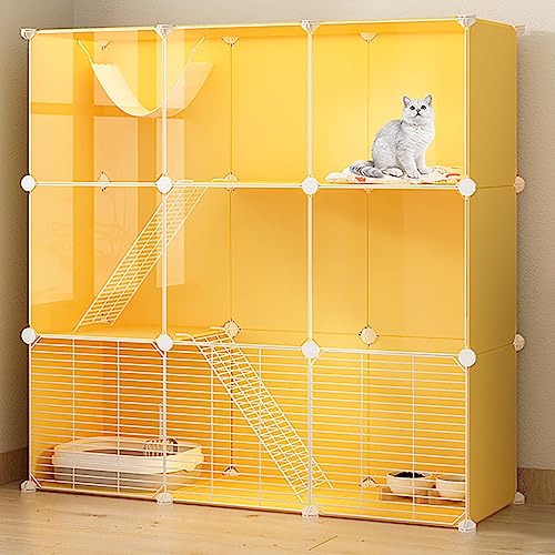 ANSNOW Kätzchen-Laufstall Für Hauskatzen, Abnehmbarer Katzenlaufstall, Kleintierhaus, Katzenkäfige Für Den Innenbereich, Groß, Für 1–2 Katzen, Großer Übungsplatz/Gelb/43,7" L * 15,3" B * 43,7" H ANSNOW Kätzchen-Laufstall Für Hauskatzen, Abnehmbarer Katzenlaufstall, Kleintierhaus, Katzenkäfige Für Den Innenbereich, Groß, Für 1–2 Katzen, Großer Übungsplatz/Gelb/43,7" L * 15,3" B * 43,7" H von ANSNOW