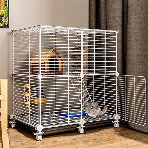 ANSNOW Kaninchenkäfig, Katzenkäfig, Kaninchenlaufstall, Haustierhaus Für Meerschweinchen, Chinchilla, Käfig Auf Rädern, Abnehmbares Drahtgeflecht von ANSNOW