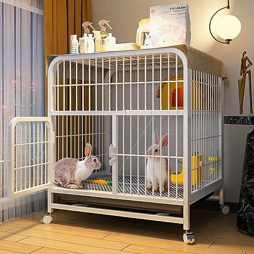 ANSNOW Kaninchenkäfig – Meerschweinchenkäfig, Kleintierkäfig, Häschenhaus Mit Drahtboden, Auslaufsichere Kunststoffschale, 2-Stöckiger Meerschweinchenkäfig Auf Rädern – Frei Bewegen/Weiß/70*55*75Cm ANSNOW Kaninchenkäfig – Meerschweinchenkäfig, Kleintierkäfig, Häschenhaus Mit Drahtboden, Auslaufsichere Kunststoffschale, 2-Stöckiger Meerschweinchenkäfig Auf Rädern – Frei Bewegen/Weiß/70*55*75Cm von ANSNOW