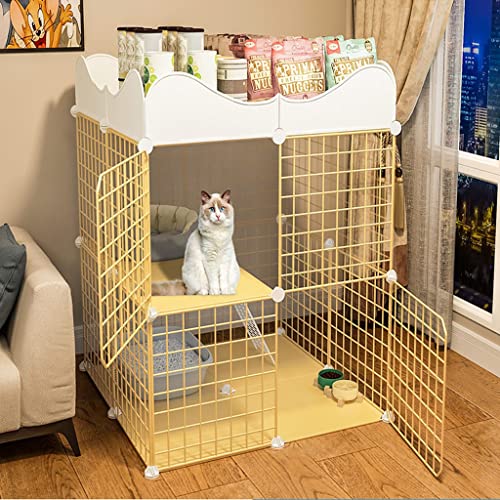 ANSNOW Katzenkäfig, Käfig Mit Dichtem Draht, Frettchenkäfig, Zwinger, Haustiergehege Für Welpen, Kaninchen Und/83 * 75 * 75Cm von ANSNOW