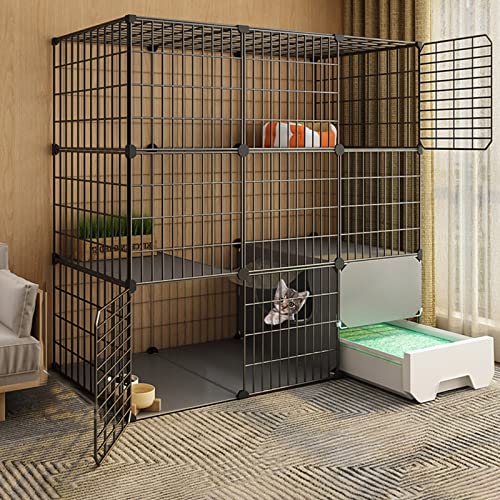 ANSNOW Katzenkäfig, Katzengehege, Haustier-Laufstall Mit Tür Und Geschlossener Katzentoilette, Eigentumswohnung Für Kleintiere, Kaninchen, Igel, Katzen ANSNOW Katzenkäfig, Katzengehege, Haustier-Laufstall Mit Tür Und Geschlossener Katzentoilette, Eigentumswohnung Für Kleintiere, Kaninchen, Igel, Katzen von ANSNOW