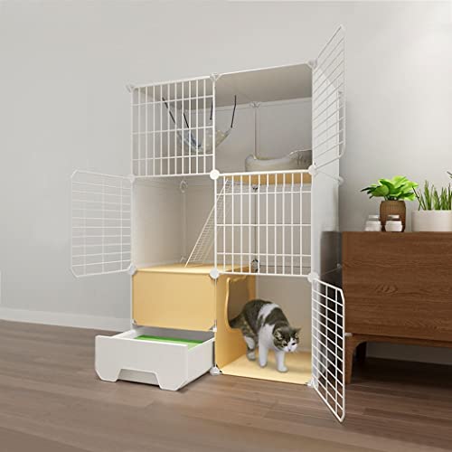ANSNOW Katzenkäfig, Katzenhäuser Für Hauskatzen, Haustier-Laufstall, Katzenkäfige Für Den Innenbereich, Groß, Mit Katzentoilette, Katzenkäfig, Groß, Diy-Haustierhaus Für Den Innenbereich, Kleintierh von ANSNOW