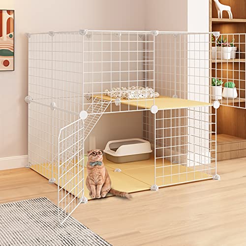 ANSNOW Katzenkäfig, Katzenkäfige, Katzengehege, Katzenhaus Im Freien, 2-Stöckige Katzenwohnung, Für Kleine Haustiere, Kaninchen, Igel, Katzen, Meerschweinchen/D von ANSNOW