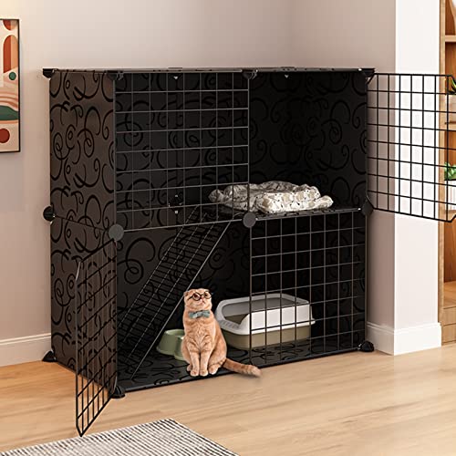 ANSNOW Katzenkäfig, Katzenlaufstall, Hundekäfige Mittlerer Größe, DIY-Laufstall Für Haustiere, Faltbare Katzenkäfige, Luxuriöse, Multifunktionale Katzenwohnung/C von ANSNOW