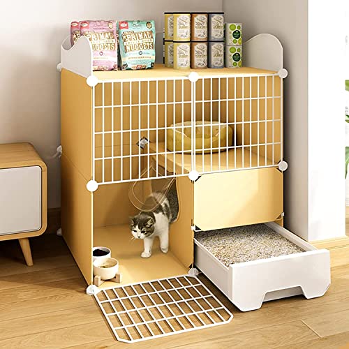 ANSNOW Katzenkäfig, Katzentransportbox, 2-Stöckiger Haustier-Katzenkäfig, Katzenkäfig, Übungszaun Mit Tür Und Geschlossener Katzentoilette, Verwendung Für Kätzchen/75 * 49 * 85Cm-Gelb ANSNOW Katzenkäfig, Katzentransportbox, 2-Stöckiger Haustier-Katzenkäfig, Katzenkäfig, Übungszaun Mit Tür Und Geschlossener Katzentoilette, Verwendung Für Kätzchen/75 * 49 * 85Cm-Gelb von ANSNOW