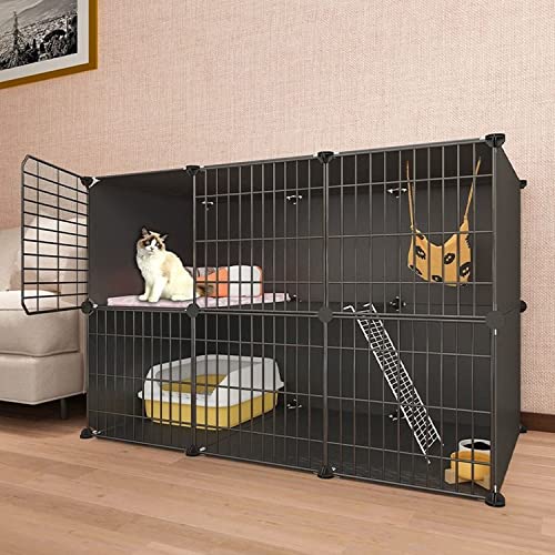 ANSNOW Katzenkäfig Für Den Innenbereich, 2-Stöckiger Katzenkäfig, Laufstall, Katzenkäfig Für Hauskatzen, Abnehmbarer Kleintierkäfig Aus Metall, Diy-Design, Schwarzer Kätzchen-Laufstall, Bietet Platz ANSNOW Katzenkäfig Für Den Innenbereich, 2-Stöckiger Katzenkäfig, Laufstall, Katzenkäfig Für Hauskatzen, Abnehmbarer Kleintierkäfig Aus Metall, Diy-Design, Schwarzer Kätzchen-Laufstall, Bietet Platz von ANSNOW