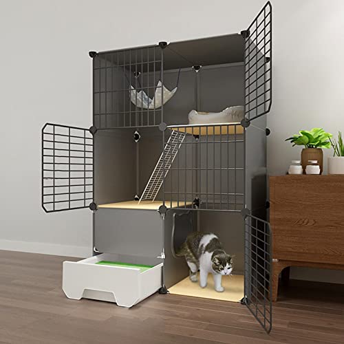ANSNOW Katzenkäfig Für Den Innenbereich, Gehege, Katzenlaufstall, Abnehmbare Kleintierkäfige Aus Metall, DIY-Design, Kätzchenlaufstall, Großer Übungsort, Ideal Für 1–3 Katzen, Mit Schubladen-Katzent ANSNOW Katzenkäfig Für Den Innenbereich, Gehege, Katzenlaufstall, Abnehmbare Kleintierkäfige Aus Metall, DIY-Design, Kätzchenlaufstall, Großer Übungsort, Ideal Für 1–3 Katzen, Mit Schubladen-Katzent von ANSNOW