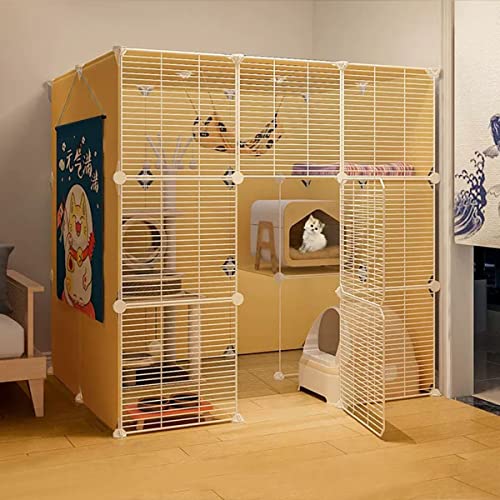 ANSNOW Katzenkäfig Für Drinnen – Haustier-Laufstall, Katzenlaufstall Für Kleine Tiere, DIY-Metalldrahtgitterkäfig, 1,5 cm Verschlüsseltes Netzwerk, Tragbarer Hofzaun Für Haustiere, Für 1–3 Katzen/11 von ANSNOW