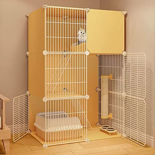 ANSNOW Katzenkäfig Für Drinnen – Haustier-Laufstall, Katzenlaufstall Für Kleine Tiere, DIY-Metalldrahtgitterkäfig, 1,5 cm Verschlüsseltes Netzwerk, Tragbarer Hofzaun Für Haustiere, Für 1–3 Katzen/75 von ANSNOW