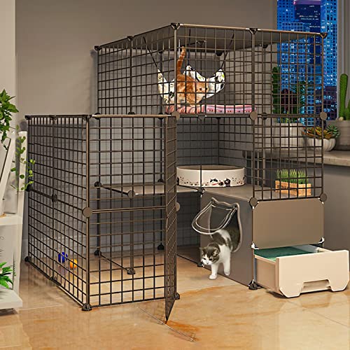 ANSNOW Katzenkäfig – Haustier-Laufstall, Katzenkäfig Für Den Innenbereich, Katzengehege, Katzen-Laufstall, Drahtzaun Mit Tür, Großer Übungsplatz, Ideal Für 1–3 Katzen/Schwarz/111 * 95 * 109Cm-B ANSNOW Katzenkäfig – Haustier-Laufstall, Katzenkäfig Für Den Innenbereich, Katzengehege, Katzen-Laufstall, Drahtzaun Mit Tür, Großer Übungsplatz, Ideal Für 1–3 Katzen/Schwarz/111 * 95 * 109Cm-B von ANSNOW