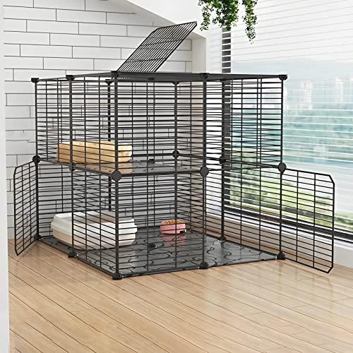 ANSNOW Katzenkäfig Innengehege Metalldraht DIY Haustier Laufstall Catio Katzengehege Kleintierhaus Villa Großer Übungsplatz Für Kätzchen Meerschweinchen Und Chinchilla Ideal Für 1-3 Katzen (Farbe: C ANSNOW Katzenkäfig Innengehege Metalldraht DIY Haustier Laufstall Catio Katzengehege Kleintierhaus Villa Großer Übungsplatz Für Kätzchen Meerschweinchen Und Chinchilla Ideal Für 1-3 Katzen (Farbe: C von ANSNOW