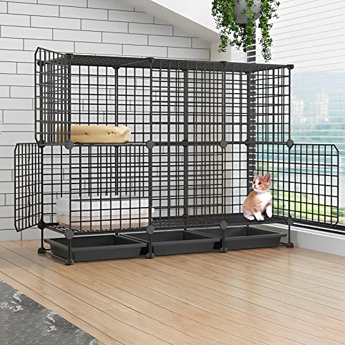 ANSNOW Katzenkäfig Innengehege Metalldraht DIY Haustier Laufstall Catio Katzengehege Kleintierhaus Villa Großer Übungsplatz Für Kätzchen Meerschweinchen Und Chinchilla Ideal Für 1-3 Katzen (Farbe: C ANSNOW Katzenkäfig Innengehege Metalldraht DIY Haustier Laufstall Catio Katzengehege Kleintierhaus Villa Großer Übungsplatz Für Kätzchen Meerschweinchen Und Chinchilla Ideal Für 1-3 Katzen (Farbe: C von ANSNOW