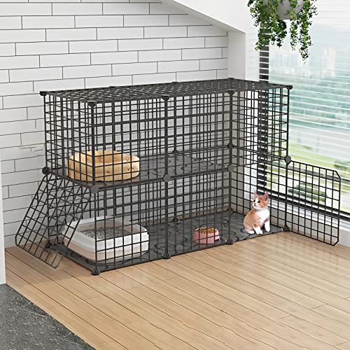 ANSNOW Katzenkäfig Innengehege Metalldraht DIY Haustier Laufstall Catio Katzengehege Kleintierhaus Villa Großer Übungsplatz Für Kätzchen Meerschweinchen Und Chinchilla Ideal Für 1-3 Katzen (Farbe: C ANSNOW Katzenkäfig Innengehege Metalldraht DIY Haustier Laufstall Catio Katzengehege Kleintierhaus Villa Großer Übungsplatz Für Kätzchen Meerschweinchen Und Chinchilla Ideal Für 1-3 Katzen (Farbe: C von ANSNOW
