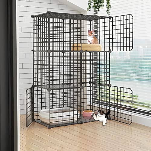 ANSNOW Katzenkäfig Innengehege Metalldraht DIY Haustier Laufstall Catio Katzengehege Kleintierhaus Villa Großer Übungsplatz Für Kätzchen Meerschweinchen Und Chinchilla Ideal Für 1-3 Katzen (Farbe: C ANSNOW Katzenkäfig Innengehege Metalldraht DIY Haustier Laufstall Catio Katzengehege Kleintierhaus Villa Großer Übungsplatz Für Kätzchen Meerschweinchen Und Chinchilla Ideal Für 1-3 Katzen (Farbe: C von ANSNOW