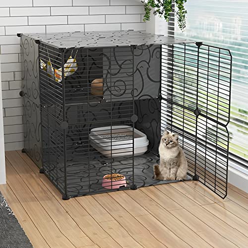 ANSNOW Katzenkäfig Innengehege Metalldraht DIY Haustier Laufstall Catio Katzengehege Kleintierhaus Villa Großer Übungsplatz Für Kätzchen Meerschweinchen Und Chinchilla Ideal Für 1-3 Katzen (Farbe: C ANSNOW Katzenkäfig Innengehege Metalldraht DIY Haustier Laufstall Catio Katzengehege Kleintierhaus Villa Großer Übungsplatz Für Kätzchen Meerschweinchen Und Chinchilla Ideal Für 1-3 Katzen (Farbe: C von ANSNOW