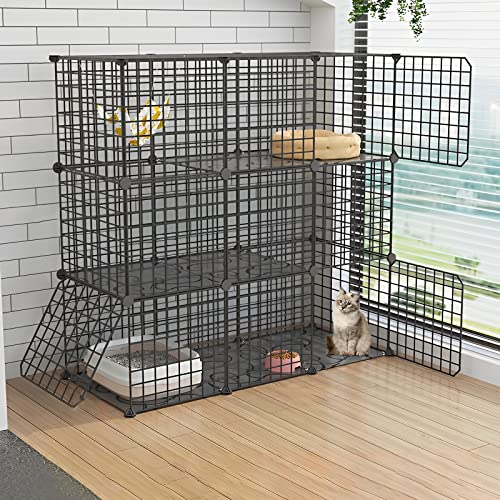 ANSNOW Katzenkäfig Innengehege Metalldraht DIY Haustier Laufstall Catio Katzengehege Kleintierhaus Villa Großer Übungsplatz Für Kätzchen Meerschweinchen Und Chinchilla Ideal Für 1-3 Katzen (Farbe: C ANSNOW Katzenkäfig Innengehege Metalldraht DIY Haustier Laufstall Catio Katzengehege Kleintierhaus Villa Großer Übungsplatz Für Kätzchen Meerschweinchen Und Chinchilla Ideal Für 1-3 Katzen (Farbe: C von ANSNOW