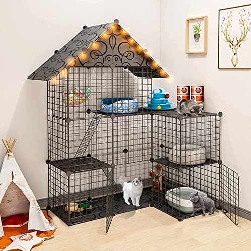 ANSNOW Katzenkäfig – Katzengehege, Diy Haustier-Katzenfallenkäfig, Kleiner Haustierkäfig, Offenes Gehege, Tragbarer Kunststoffzaun Für Kätzchen, Kaninchen, Chinchilla, Mit Dach Und Stauraum/C3 ANSNOW Katzenkäfig – Katzengehege, Diy Haustier-Katzenfallenkäfig, Kleiner Haustierkäfig, Offenes Gehege, Tragbarer Kunststoffzaun Für Kätzchen, Kaninchen, Chinchilla, Mit Dach Und Stauraum/C3 von ANSNOW