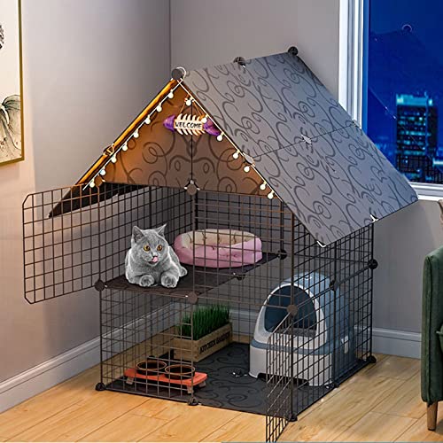 ANSNOW Katzenkäfig – Katzenhütten Für Hauskatzen, Katzenkäfig, Hundelaufstall, Kleintierkäfig, Diy-Drahtzaun Mit Tür Für Den Innen-/Außenbereich/Schwarz-A/75 * 39 * 109Cm von ANSNOW