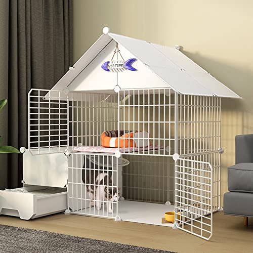 ANSNOW Katzenkäfig – Katzenlaufstall, Katzengehege, Übungshof, Zaunkäfig Mit Tür Und Geschlossener Katzentoilette, DIY-Haustier-Laufstall, Katzenkäfig, Käfig, Zwinger, Faltbarer Zaun, Hofbarriere Fü von ANSNOW