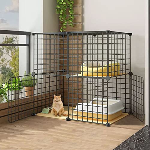 ANSNOW Katzenkäfig-Laufstall, Große Katzenhütten, DIY-Katzenlaufstall Für Kleintiere Im Innenbereich, Abnehmbare Kätzchenkiste Aus Metall, Katzenhaus, Übungsort, Ideal Für 1–2 Katzen, Leicht Zu Rein von ANSNOW
