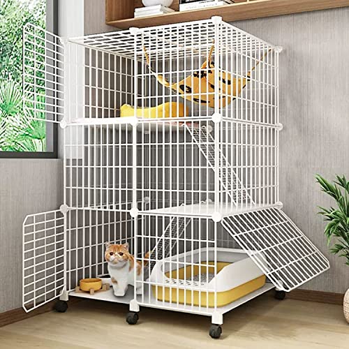 ANSNOW Katzenkäfig-Laufstall, Katzenkäfige Für Hauskatzen, Großer Katzenkäfig Mit Rädern, Mit Katzennapf + Katzentoilette + Leiter + Katzennest + Hängematte, Katzenhaus, Übungsort, Ideal Für 2–5 Kat ANSNOW Katzenkäfig-Laufstall, Katzenkäfige Für Hauskatzen, Großer Katzenkäfig Mit Rädern, Mit Katzennapf + Katzentoilette + Leiter + Katzennest + Hängematte, Katzenhaus, Übungsort, Ideal Für 2–5 Kat von ANSNOW
