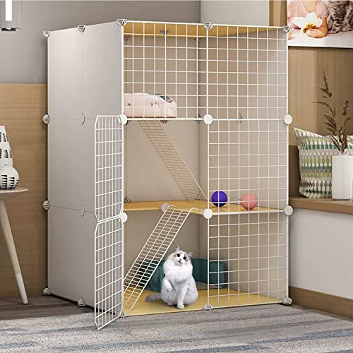 ANSNOW Katzenkäfige, Große 3-Stöckige Katzenhütten, Diy-Katzenlaufstall Für Kleine Tiere, Katzenvilla, Haustierzaun, Kätzchenkiste Für Den Innenbereich, Mit Katzennest + Hängematte + Katzentoilette ANSNOW Katzenkäfige, Große 3-Stöckige Katzenhütten, Diy-Katzenlaufstall Für Kleine Tiere, Katzenvilla, Haustierzaun, Kätzchenkiste Für Den Innenbereich, Mit Katzennest + Hängematte + Katzentoilette von ANSNOW
