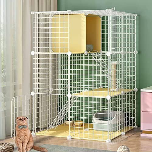 ANSNOW Katzenkäfige, Großer 3-Stöckiger Diy-Katzenlaufstall, Katzenkäfige Für Hauskatzen, Katzenhaus Aus Metalldraht, Langlebiges Haustiergehege, Großer Übungsplatz, Ideal Für 1–3 Katzen, Leicht Zu von ANSNOW