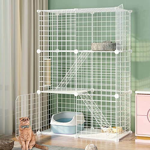 ANSNOW Katzenkäfige, Großer 3-Stöckiger Diy-Katzenlaufstall, Katzenkäfige Für Hauskatzen, Katzenhaus Aus Metalldraht, Langlebiges Haustiergehege, Großer Übungsplatz, Ideal Für 1–3 Katzen, Leicht Zu von ANSNOW