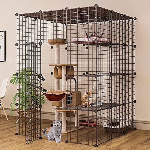 ANSNOW Katzenkäfige Für Den Innenbereich, 3 Etagen, Groß, Kleintierkäfig, Katzengehege Für Draußen/Drinnen, Metall + Abs-Kunststoff, 16 Größen/111 * 111 * 146 ANSNOW Katzenkäfige Für Den Innenbereich, 3 Etagen, Groß, Kleintierkäfig, Katzengehege Für Draußen/Drinnen, Metall + Abs-Kunststoff, 16 Größen/111 * 111 * 146 von ANSNOW