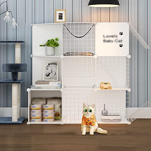 ANSNOW Katzenkäfige Für Den Innenbereich, Groß, Katzenkäfigträger, Katzengehege Mit Seitlicher Ablage, Haustierlaufstall, Katzenlaufstall Für Kleintiere, Mit Katzennest + Katzenhängematte + Katzento von ANSNOW