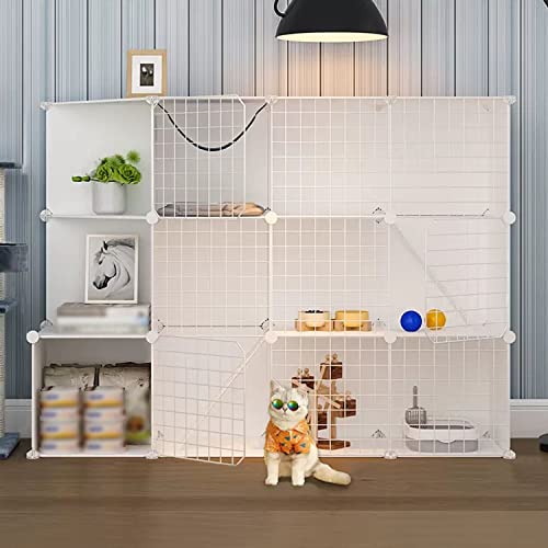 ANSNOW Katzenkäfige Für Den Innenbereich, Groß, Katzenkäfigträger, Katzengehege Mit Seitlicher Ablage, Haustierlaufstall, Katzenlaufstall Für Kleintiere, Mit Katzennest + Katzenhängematte + Katzento von ANSNOW