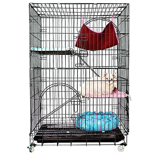 ANSNOW Katzenkäfige Für Den Innenbereich, Groß, Mit Dach, Türen Und Tablett, Katzenhäuser Im Heimtierbedarf Mit Geräuschlosen Richtungsrädern, Robuster Konstruktion Und Einfacher Installation/60*42* von ANSNOW