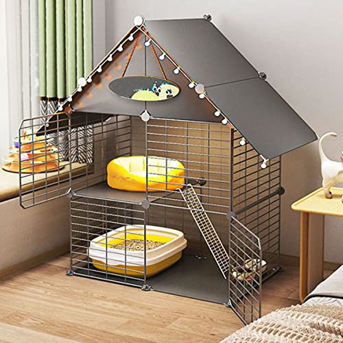 ANSNOW Katzenkäfige Für Den Innenbereich, Große Haustierkiste, Abnehmbarer Extra Großer Katzenlaufstall, Diy-Metalldrahtgitterkäfig, Haustierkäfige Für Katzen, Katzenkäfigträger, Mit Dach, Katzentoi von ANSNOW
